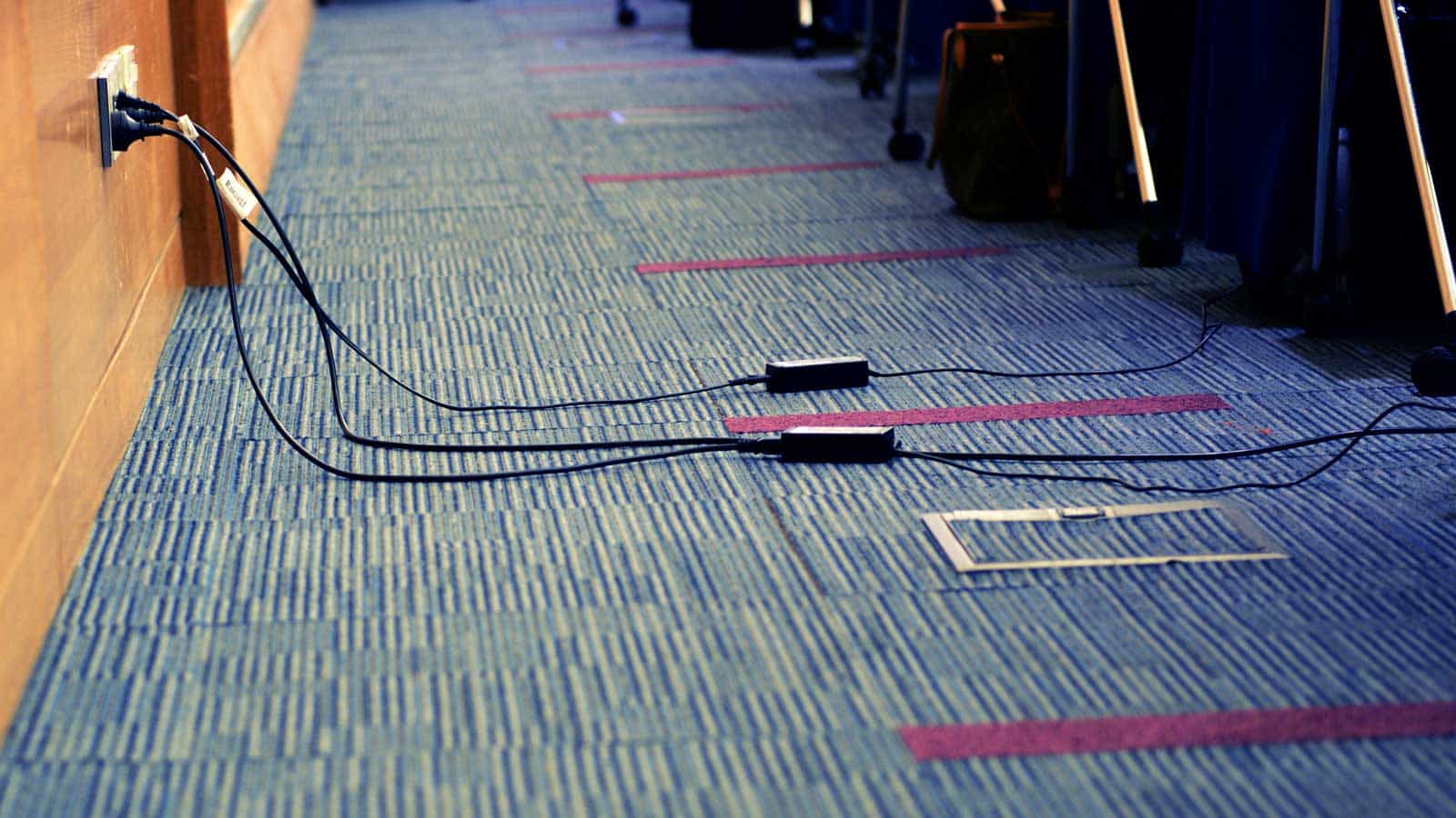 How to manage cords when the desk is in the middle of the room