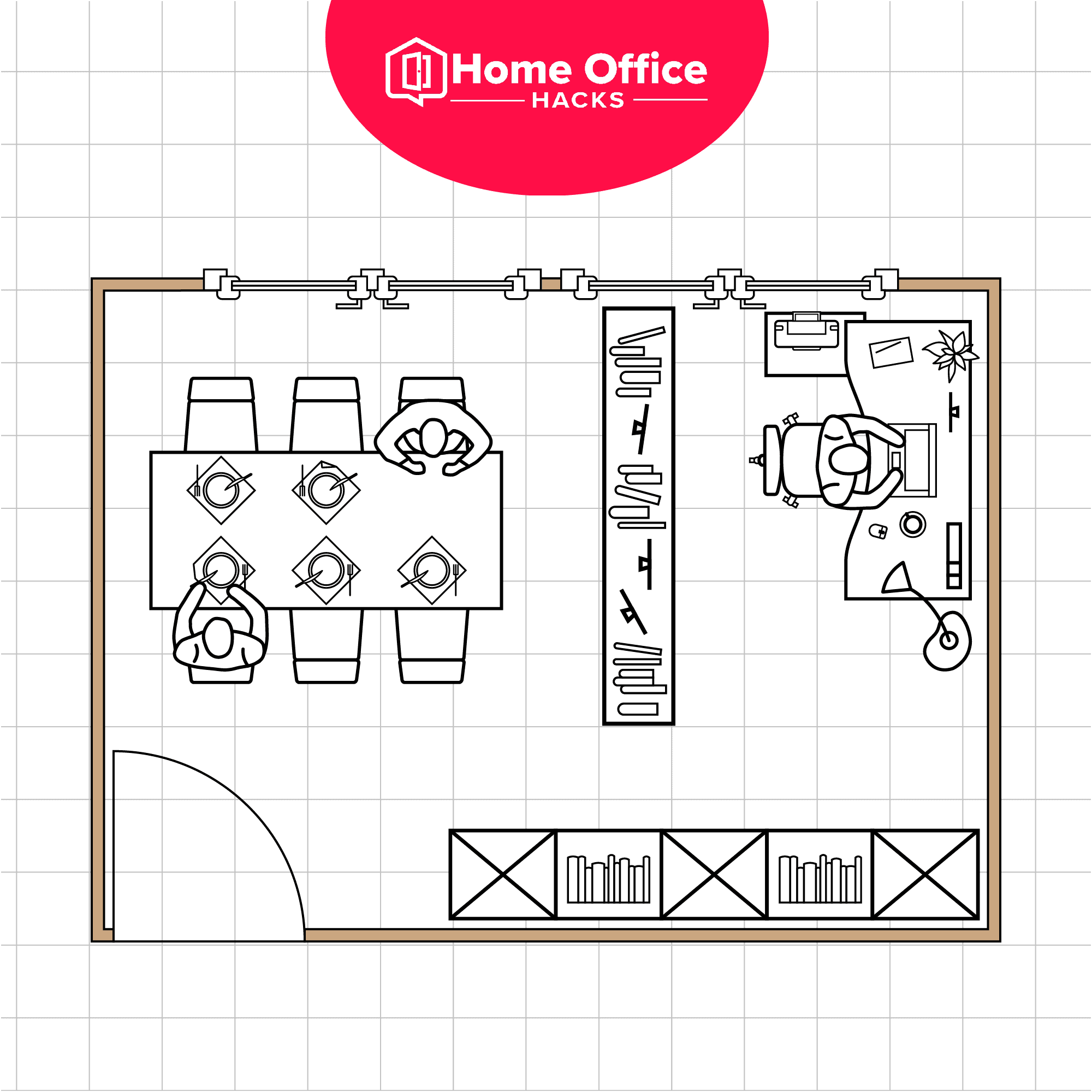 Here is an example of what a potential home office located in a dining room could look like